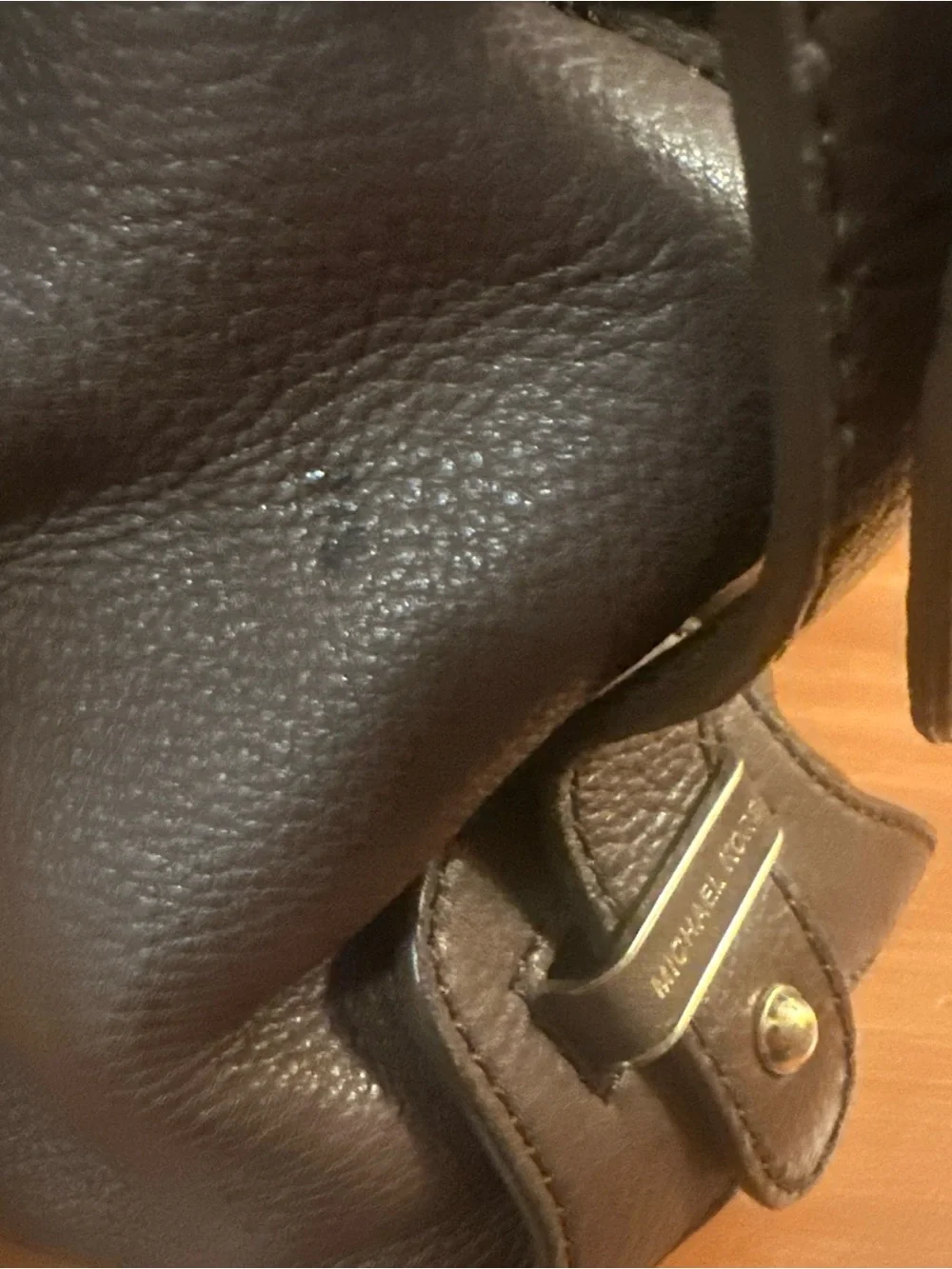 Michael Kors Chocolate Brown Pebbled Leather Satchel with Gold Hardware